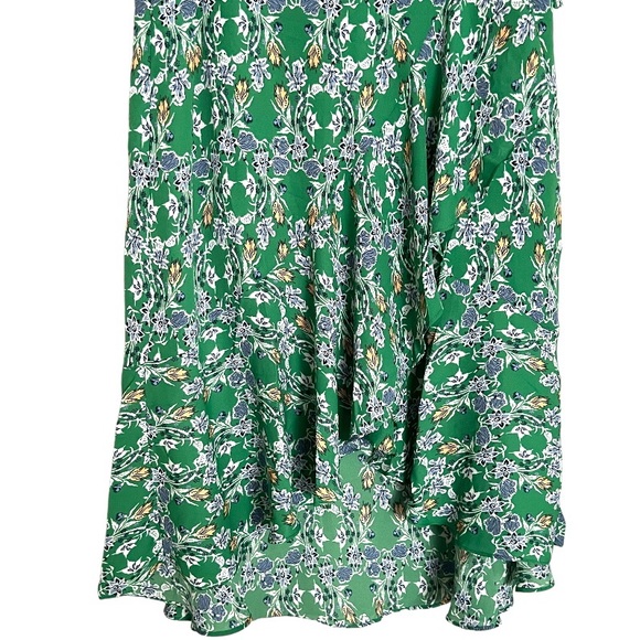 NWT | Max Studio | Green Floral Print HighLow Ruffle Hem Midi Skirt | Size Large - Picture 2 of 6